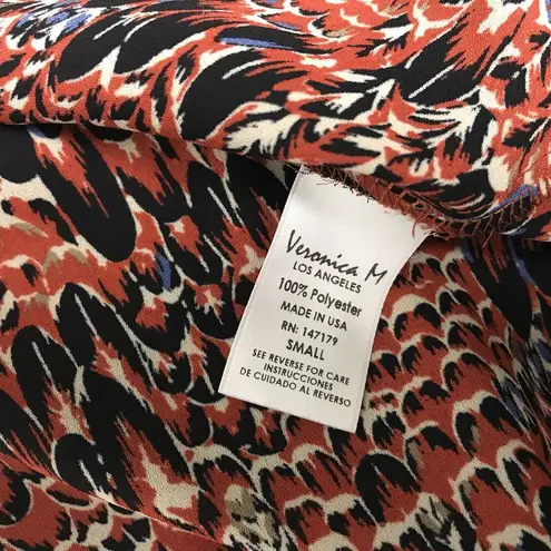 Veronica M Blouse Womens Size S All Over Feather Print Caged Criss Cross Neck - Image 10
