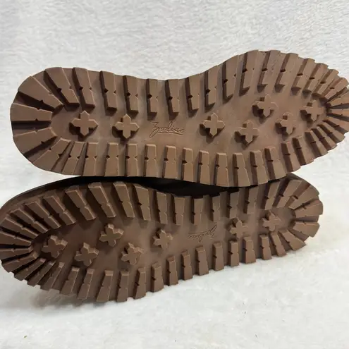 Zodiac 10M Julia Brown Leather Wedge Lug Ankle Platform Boot Zip Comfort Suede Size 10