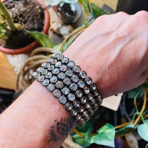 Amrita Singh Clear Austrian Crystal Gun Metal Cuff Gorgeous