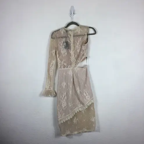 NBD Revolve  Karina Cream Lace Cut Out One Sleeve Cocktail Dress Small NWT Bridal - Image 15