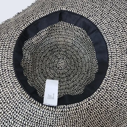 Womens Beach Hat One Size Black Tan Straw Wide Brim Fringe Summer Beach Sun Hat