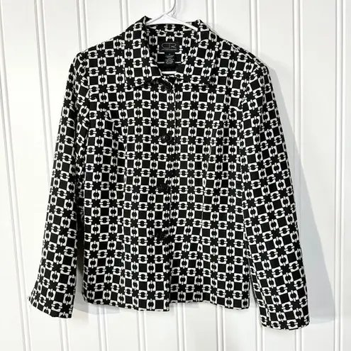 VTG CR SPORTWEAR Blazer Women Size 12 Chain Lined Padded Shoulder Button Down Black