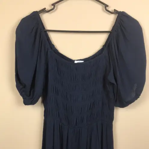 Blue Rain NWT  Women’s Smocked Bodice Puff Sleeve Navy Blue Dress