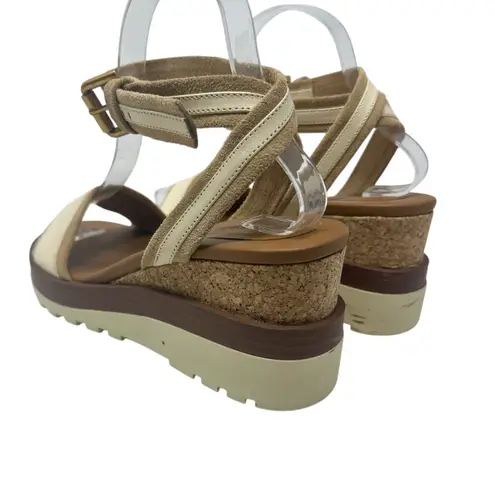See By Chloe Robin Platform Wedge Sandals Leather Cream Tan Size 37 US 7