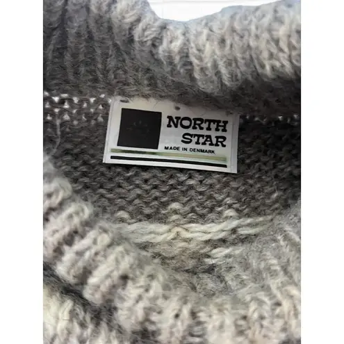 North Star Women's Size M Nordic Print Wool Pullover Sweater Neutral Gray Cream Size M