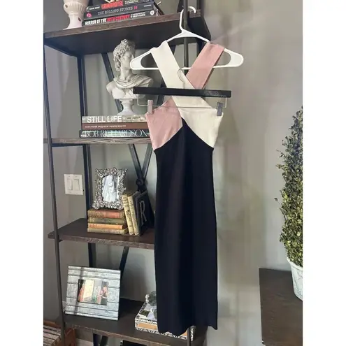 LE SUPERBE Drinks On You Knit Bodycon Midi Dress Neutral Trifecta Womens Size Sm Black