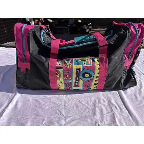 Coors Light Y2K 90s Teal Pink Duffel Bag Zip Logo Print Black