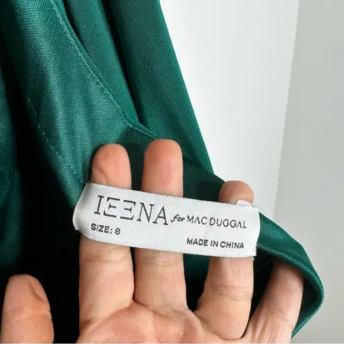 Mac Duggal Ieena for One Shoulder Jersey Gown in Emerald Green