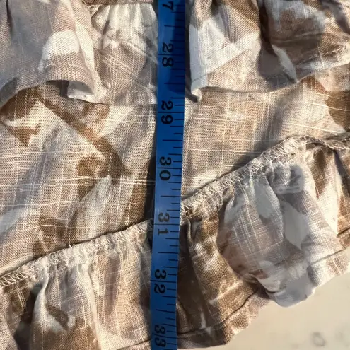 New Arna York Collection Riviera Frill Wonder Palm Shirt Size 20 Linen Blend Tan