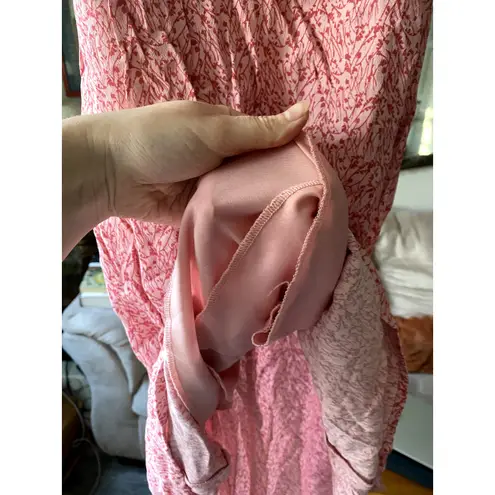 Row A Floral Milkmaid Maxi Slip Dress Small Pink Ruffle Coquette Cottagecore