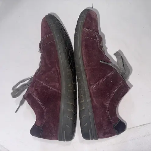 Hartjes Phil Sneakers Eggplant Suede Walking Minimalist Comfort Shoes Sz 5 Red