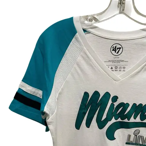 47 Brand Miami Dolphins Short Sleeve Tee White and Teal Women’s Size Small NWT