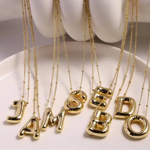 Bubble Balloon Letter G Initial Necklace Gold