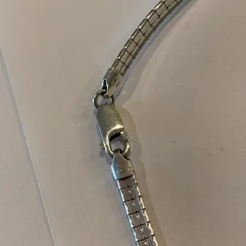 Sterling Silver Omega Chain Marked GM 925 Italy Necklace Lobster Clasp