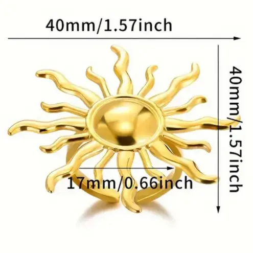 Bold Gold Sun Statement Ring – Adjustable Sunburst Jewelry for Women
