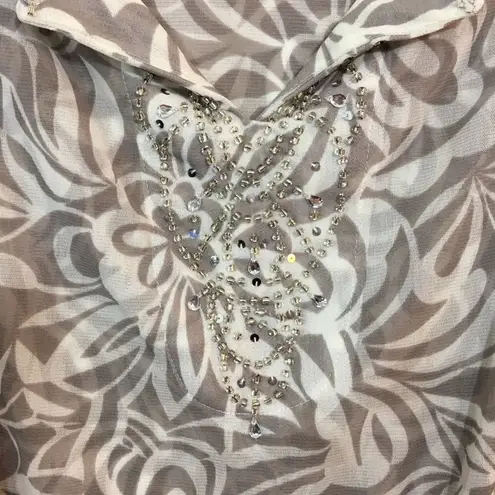 INC International Concepts Embellished Sheer Nylon Tunic Top Size Medium