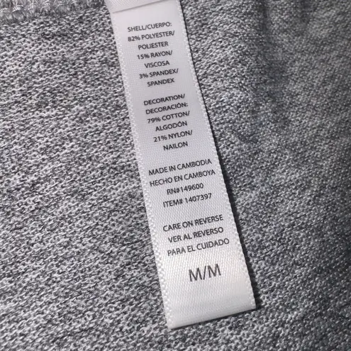 Flora Nikrooz Grey Sweatshirt with Lace Sleeves Women’s size Medium Gray