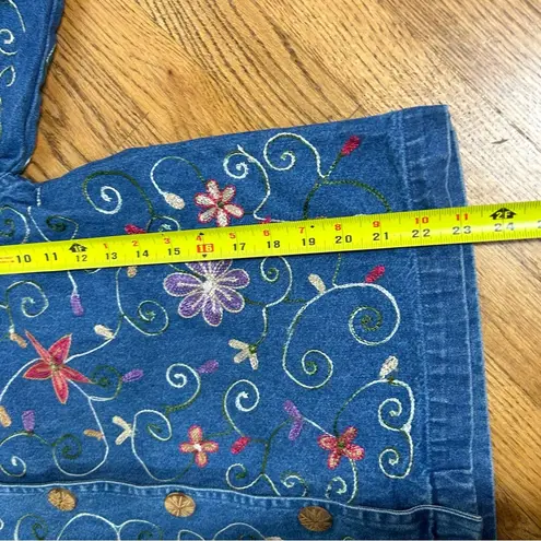 90’s Y2K Vintage Units Floral Embroidered Denim Jacket Size M Blue Size M