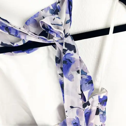 Eliza J Chiffon Floral Print Halter Tie Pleated Skirt Maxi Dress, Size 2