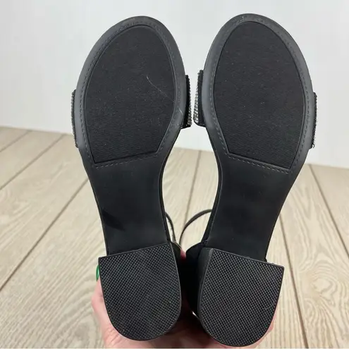 Sugar Noelle Gem Embellished Vamp Strap Sandals 8M Black $58 Size 8