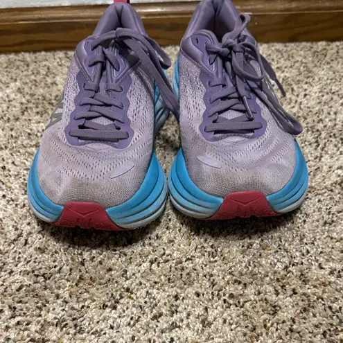 Hoka Women’s Bondi 8 Running Shoes Size 7B Turquoise Purple Cushioned Sneakers