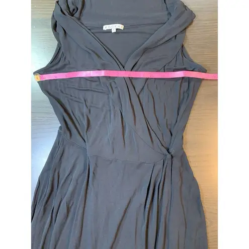 Kookai Wrap Midi Dress 1 Black Glam LBD Night Out Semi Formal Classic Witchy