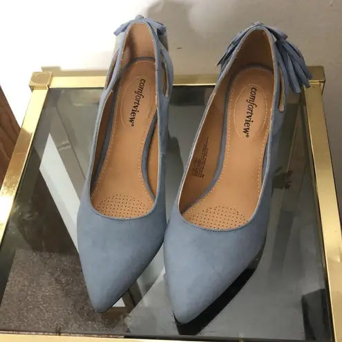 Comfort view jobee blues suede tasseled pumps size 8