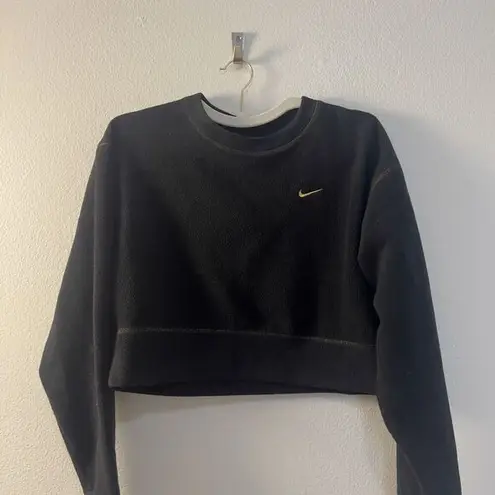 Nike  Essentials Black Fleece Pullover Womens Small Cropped Sweatshirt Crewneck