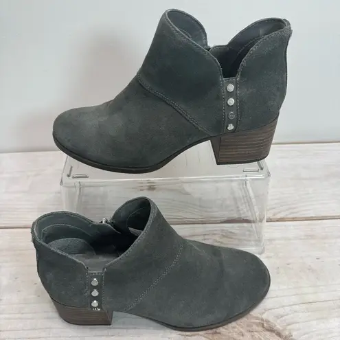 Koolaburra by Ugg Sofiya Gray Genuine Suede Heeled Ankle Boots with Silver Studs