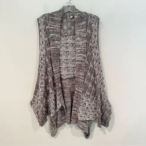 Anthropologie Moth Lavena Pointelle Vest Womens XS Gray Draped Crochet Cardigan