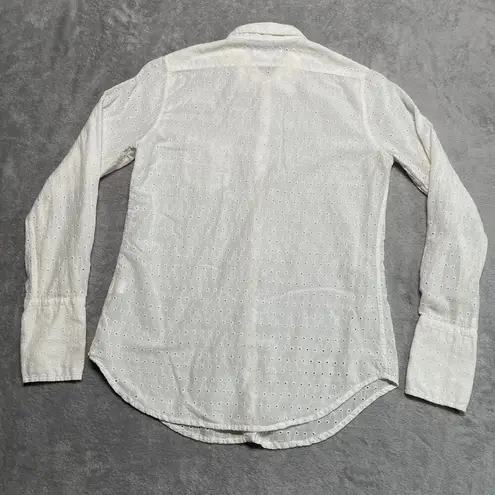 Nili Lotan Shirt Small White Eyelet Classic Capsule Button Up Quiet Luxury