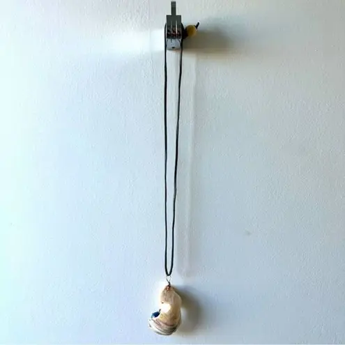 Shell necklace blue bead bohemian beach handmade 90s y2k hippie flowy vintage White