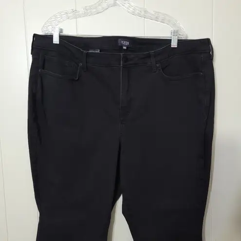 NYDJ Trinity Jeans Womens Black Denim Wide Leg Ankle Frayed Hem Size 20