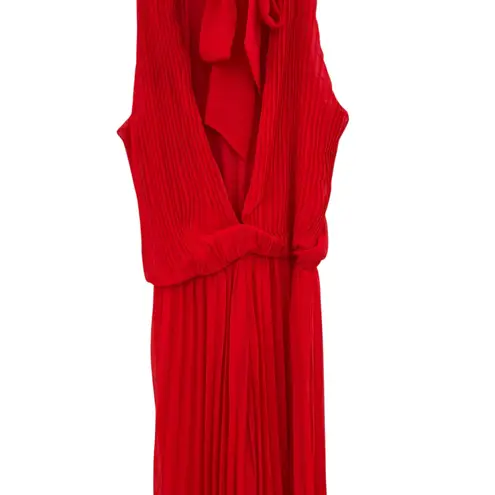 Meghan LA Meghan Los Angeles Wild Orchid Pleat Jumpsuit Halter Tomato Red Size Small