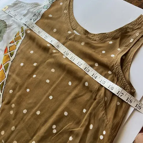 Dharma Trading Co Brown and Pink Multicolor dots Asymmetrical Tank Top