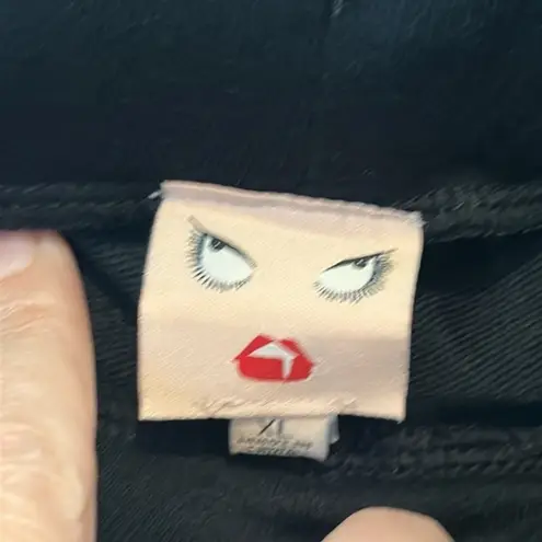 Badgley Mischka Black French Terry Jogger Pants Embroidered Patch Size XL NWT