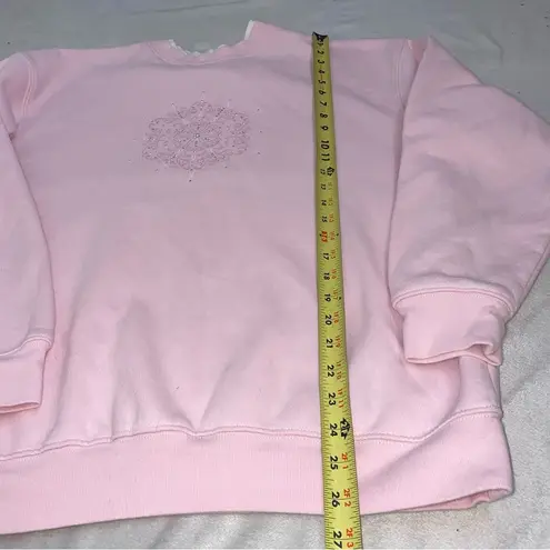 Vintage pink snowflake sweatshirt Christmas sweater Grandmacore White Size L