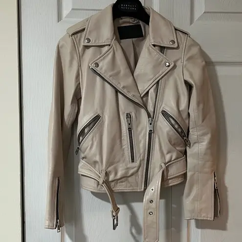 All Saints | Light Pink Leather Biker Jacket Size 0