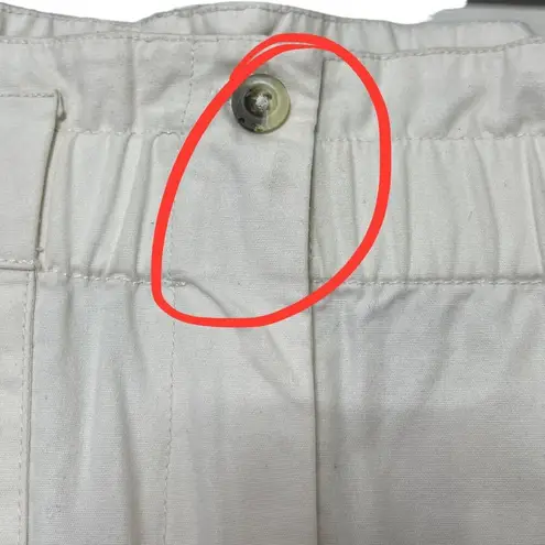 Ba&sh Stone Pants High Rise Cropped Paperbag Ecru Cotton Womens Size S Flawed