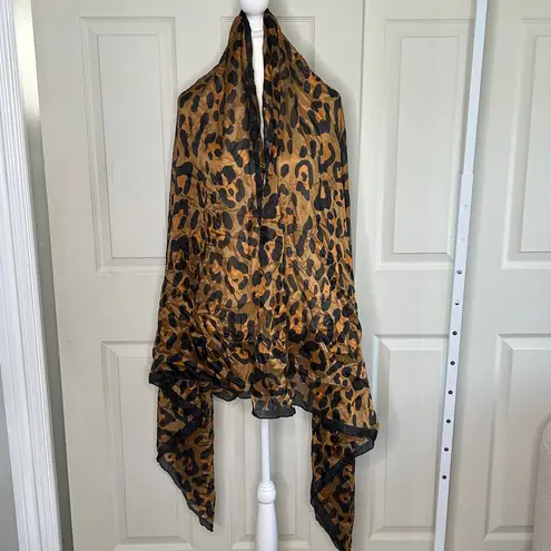 Animal, Cheetah Print, Silk, Oversized Scarf Black