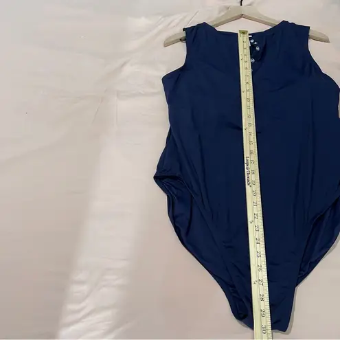 ANDIE Swim Malibu One Piece Swimsuit Snap Neckline Navy Blue Womens XXL Tall