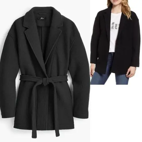 J.Crew  Camille Italian Boiled Wool Single Breasted Wrap Coat J487 Black