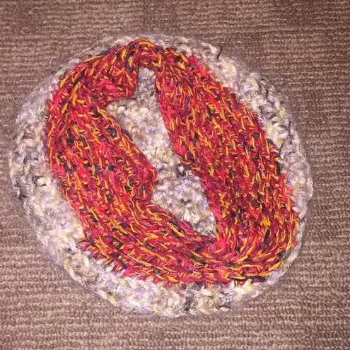 Gray & Red Cozy Fuzzy Warm Handmade Knit Hat NWOT