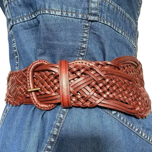 Next ORIGINALS Wide Braid Weave Leather Womens Belt Sz 10 Brown Boho Western