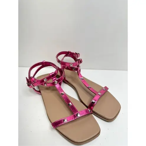 14th & Union 14th & Union Sandals Size 6.5 Finley Metallic Pink Studded Detail Square Toe