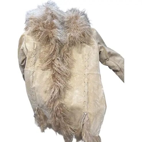 Marvin Richards womens small Beige leather Lamb Coat SKU CS8072/Y437013