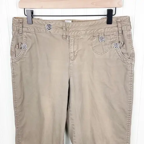 L.A. Blues Vintage Y2K Low Rise Floral Button Tan Pants Bootcut Flare Leg 10P