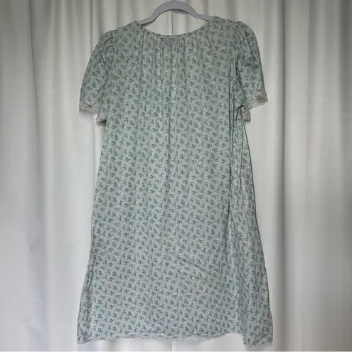 Miss Elaine Nightgown Women’s M Blue Floral Short Sleeve Sleepwear Cottagecore Size M