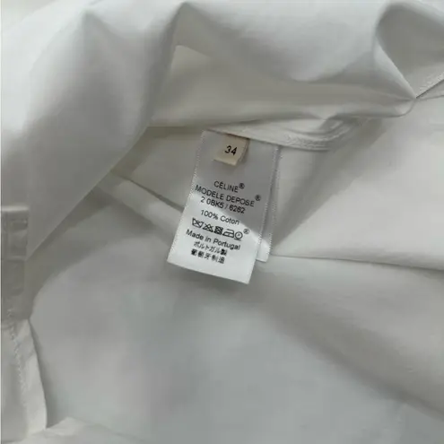 CELINE Authentic Elegant Phoebe Philo Poplin White Blouse