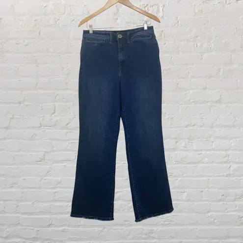 La Joie Jeans Size 10 Flare Raw Hem High Rise Medium Wash Denim Blue